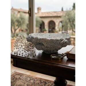 Rustic Textured Paper Mache Bowl With Knobs - Gray